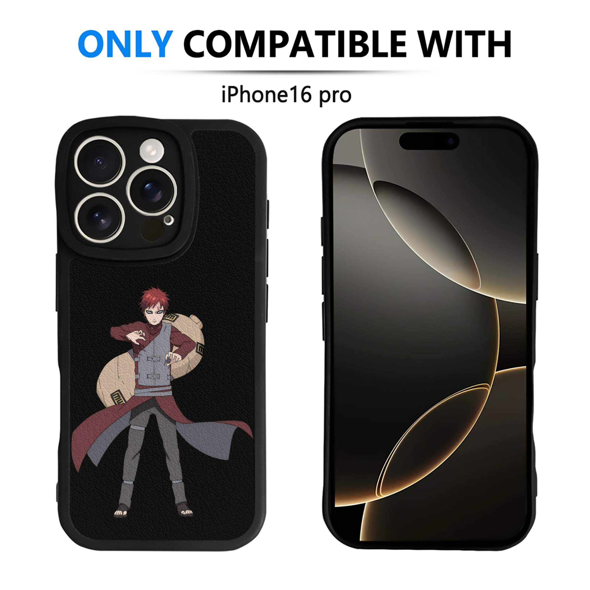 （画像用） NARUTO -ナルト- ガアラ Gaara 【iPhone 16シリーズ対応】シリコンスマホケース（レザー調） 材質：シリコン